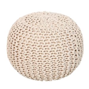 REDEARTH Round Pouf Ottoman - Cable Knitted Boho Poof - Home Décor Cord Pouffe Handmade Circular Footrest for Living Room - Bedroom - Kids Bedroom - 100% Cotton Pouf (18" x 18"...