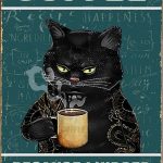 Retro Cat Coffee Metal Sign Vintage Kitchen Signs Wall Decor Because Murder Is Wrong Funny Tin Signs Bar Decorations Art Poster 8x12 Inch