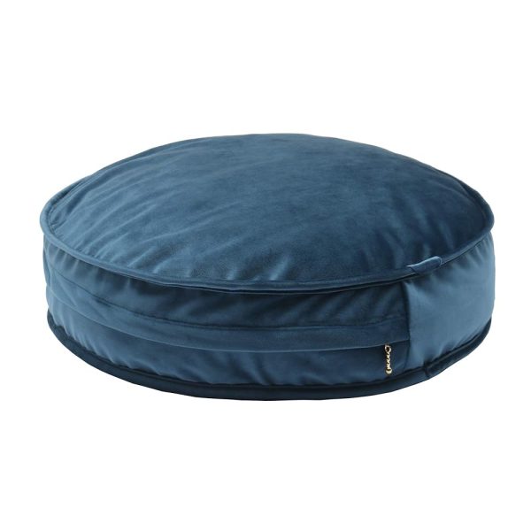 Round Floor Pillow Cover Velvet Throw Seating Pouf Yoga Meditation Cushion Plush Case Reading Room Decor Cover Only (19.7IN, Dark Blue)