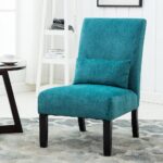 Roundhill Furniture Pisano Fabric Armless Contemporary Accent Chair with Kidney Pillow, Single, Blue