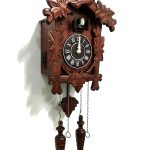 Rylai Cuckoo Clock Vintage Large Wooden Wall Clock Handcrafted 13x9.5 Inch Brown