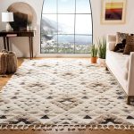 SAFAVIEH Moroccan Tassel Shag Collection Area Rug - 8' x 10', Ivory & Brown, Boho Design, Non-Shedding & Easy Care, 2-inch Thick Ideal for High Traffic Areas in Living Room,...