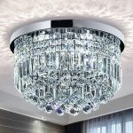 Saint Mossi 9 Light Modern K9 Crystal Chandelier, Flush Mount LED Ceiling, Light Fixture Pendant Lamp for Diningroom Bathroom Bedroom Livingroom, E12 LED Bulbs Required, Height...