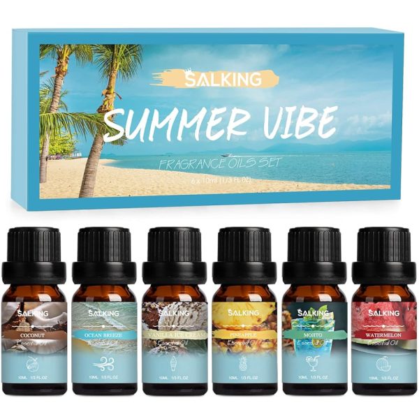 SALKING Summer Fragrance Oils Set, Premium Essential Oils Gift Set for Diffuser, Scented Oil for Soap & Candle Making - Ocean Breeze, Mojito, Coconut, Pineapple, Watermelon,...