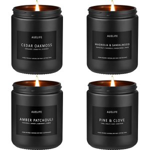 Scented Candles Set | Gifts for Men - Men Candles Set, Masculine Candle, Soy Candles for Home Scented - 4 Pack Candles Scents of Pine&Clove/Cedar Oakmoss/Patchouli/Sandalwood