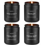 Scented Candles Set | Men Candle Set, Scented Candles for Home, Gifts for Men - 4 Pack Men Candle Gifts Soy Candles Scents of Lavender/Leather/Oak/Smoke & Vanilla