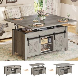 SEDETA Lift Top Coffee Table, 4 in 1 Multi-Function Convertible Coffee Tables with Storage and Hidden Compartment, Farmhouse Coffee Table Converts to Dining Table for Living...