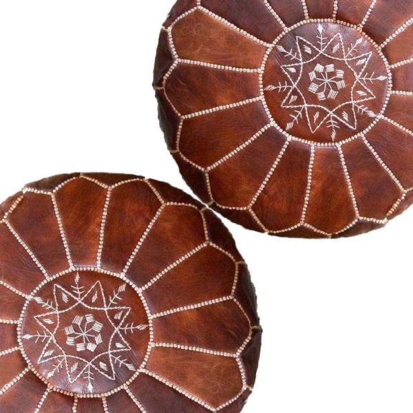 Set of 2 Amazing Moroccan Pouf Dark Brown Color,, Ottomans Poffes,Footstool poufs,100% Handmade Leather Poof Home Gifts, Wedding Gifts, Foot Stool,Ready to Magic Your Living Room!