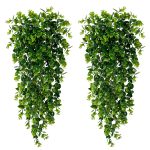 Sggvecsy 4 Pack Artificial Eucalyptus Plants UV Resistant Plastic Hanging Decor for Indoor Outdoor Walls, Weddings, Patios, Porches