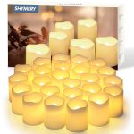 SHYMERY Flameless Votive Candles,Flameless Flickering Electric Fake Candle,24 Pack 200+Hour Battery Operated LED Tea Lights in Warm White for Wedding, Table, Halloween,Christmas...