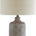 Signature Design by Ashley Linus Modern 25" Ceramic Table Lamp, Natural Stone Finish