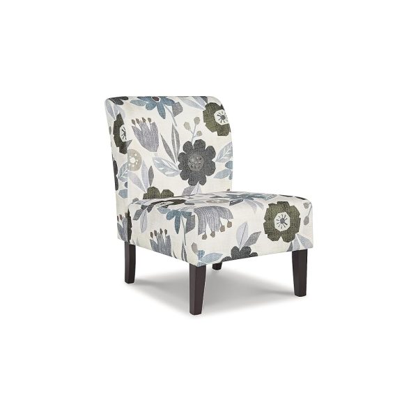 Signature Design by Ashley Triptis Floral Armless Accent Chair, White, Blue & Gray