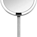 simplehuman Sensor Mirror, 5" Round Rechargeable Mini Travel Makeup Mirror, 10x Magnification, Brushed Stainless Steel