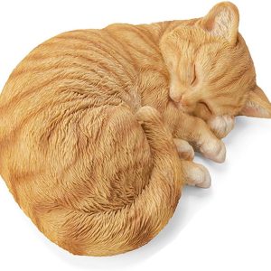 Sleeping Orange Tabby Cat Garden Statue Decor 8.27”L, Resin Realistic Cat Sculptures Gift for Cat Lovers, Pet Memorial Stones for Loss of Cat,Kitty Figurine Art Decoration for...