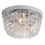 Small Crystal Chandelier Flush Mount Ceiling Light,2 Lights Modern Mini Closet Chandelier,Elegant Chrome Ceiling Lighting Fixture for Bedroom Hallway Kitchen Laundry Entry,D9.8