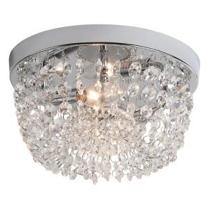 Small Crystal Chandelier Flush Mount Ceiling Light,2 Lights Modern Mini Closet Chandelier,Elegant Chrome Ceiling Lighting Fixture for Bedroom Hallway Kitchen Laundry Entry,D9.8