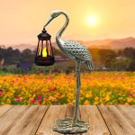 Solar Garden Statue Crane Figurine, Outdoor Hanging Solar Lanterns, Blue Heron Sculpture Statue for Patio, Yard, Lawn, Porch, Garden Decor for Outside Housewarming Gifts for...