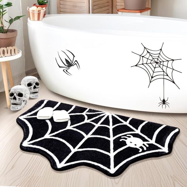 Spider Web Bath Mat 19.7 x 31.5 Inch Halloween Bathroom Mat Non Slip Halloween Rug Gothic Spiderweb mat Halloween Shower Rug for Home Kitchen Bedroom Front Door Area Spooky...