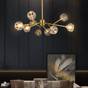 Sputnik Chandeliers for Dining Room Light Fixture, Modern Crystal Chandeliers, 9 Lights Gold Chandelier for Living Room Bedroom, Dining Room Chandelier Over Table, Kitchen Light...