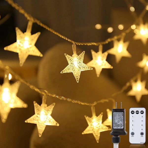 Star String Lights Plug in - 33 ft 100 LED Star Fairy String Lights with Remote and Timer, Waterproof for Bedroom Porch Wedding Party Patio Garden Tent Indoor Outdoor Décor,...