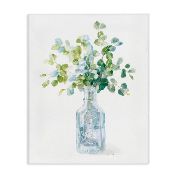 Stupell Industries Flower Jar Still Life Green Blue Painting, 16x20, Multicolor