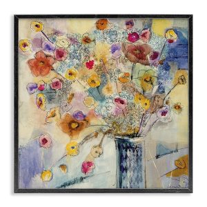 Stupell Industries Painted Flowers Line Drawing, Design by Jill Martin Black Framed Wall Art, 24x24, Multicolor