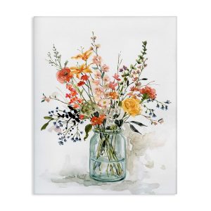 Stupell Industries Warm Summer Meadow Floral Bouquet Still Life Painting, Design by Carol Robinson Canvas Wall Art, 16x20, Blue