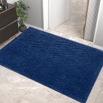 Sturdy Front Door Mat, Absorbent Muddy Dirt Resist Welcome Door Mats Outdoor Indoor, Stain and Fade Resistant, Non-Slip Rubber Backing Low Profile Doormat for Entryway, 36×24, Blue