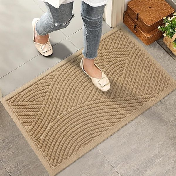 Sturdy Front Door Mat, Absorbent Muddy Dirt Resist Welcome Door Mats Outdoor Indoor, Stain and Fade Resistant, Non-Slip Backing Entry Mat Low Profile Doormat for Entryway,...