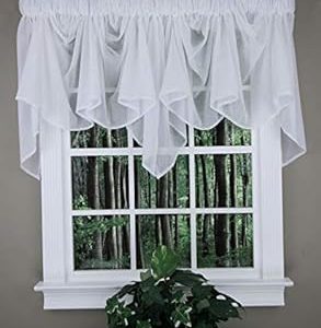 Stylemaster Splendor Batiste, 100" W X 29" L, Sheer Festoon Valance White