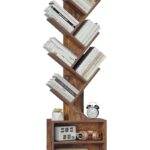 SUNMORY 6 Tier Tree Bookshelf, Small Bookcase with Storage Cabinet, Modern Tall Narrow Bookshelves Organizer, Floor Standing Book Shelf for Bedroom/Living Room/Home...