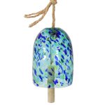 Sunnydaze Natural Melody Wind Bell - Painted Glass Wind Chime Bell for The Patio, Deck, or Porch - 7.5" - Blue Freeze