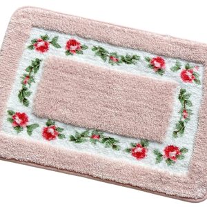 Super Soft Bathroom Rugs Nice Rose Flower Shaggy Area Rugs for Bedroom Bathroom Living Room Kitchen Pink 15.74 x 23.62 Inch