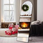 Sweetcrispy Arched Full Length Mirror 59"x16" Full Body Floor Mirror Standing Hanging or Leaning Wall, Arch Wall Mirror with Stand Aluminum Alloy Thin Frame for Bedroom...