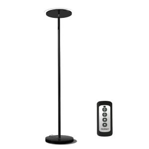 Tenergy Modern Torchiere Floor Lamp, 3000L LED, 30W, Remote Control, Touch Dimmer, 90° Adjustable, Warm White