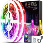 Tenmiro Led Lights for Bedroom 100ft (2 Rolls of 50ft) Music Sync Color Changing Strip Lights with Remote and App Control RGB Strip, for Room Home Party Decoration