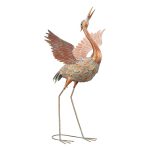 TERESA'S COLLECTIONS Garden Decor for Outside,Brass Metal Crane Garden Statues for Outdoor Decor,Vivid Bird Yard Art Decorations Lawn Ornaments for...