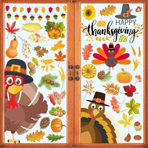 Thanksgiving Decorations - Thanksgiving Window Clings Fall Decorations Thanksgiving Window Stickers Holiday Turkey Cling for Glass Window Thanksgiving Decorations for Home Party...