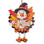 Thanksgiving Decorations Turkey for Door: 17inch Large Fall Wall Decor Gobble Sign - Cute Turkeys Hanging Give Thanks Decoration for Indoor Outdoor - Wooden Front Porch Thankful...