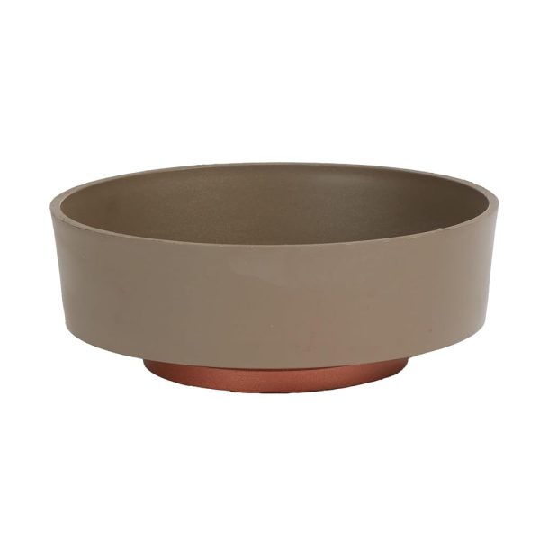 The HC Companies 8 Inch Round Capri Succulent Pot - Decorative Indoor Plastic Planter with Drainage, Artisan Taupe