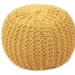 The Home Talk Poufs Boho Rustic Décor Ottoman 100% Cotton Foot Stool for Couch, Armchair, Bean Bag - Hand Knitted Braid Cord for Living Room, Bedroom, Floor Cushion, 18"x18"x14"...