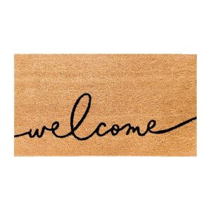 THEODORE MAGNUS Natural Coir Doormat with Non-Slip Backing - 17 x 30 - Outdoor/Indoor - Welcome Mats - Natural - Warm Greeting - COIR-1730-15-219