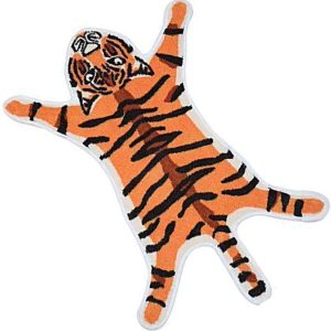 Tiger Printed Rug/Mat for Bathroom, Faux Tiger Non-Slip Door Mat Area Rug Absorbent Bathtub Rug for Small Home Decor Animal Printed Carpet Bathroom Plush Shower Rugs (Orange)