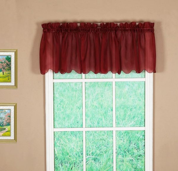 Today's Curtain Emelia Original Voile Valance 14", Burgundy, 60" W x 14" L