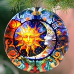 Touber Christmas Sun and Moon Ceramic Ornament, 2024 Christmas Tree Ornament, Sun and Moon Decor, Holiday Decorations, Christmas Keepsake, Sun and Moon Gift