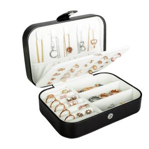 Travel Jewelry Box, PU Leather Small Jewelry Organizer for Women Girls, Portable Mini Travel Case Display Storage Holder Boxes for Stud Earrings, Rings, Necklaces, Bracelets.