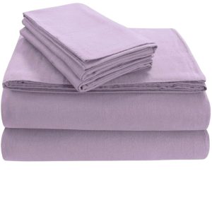 Tribeca Living Luxury Solid Flannel Deep Pocket Sheet Set, Queen, Lavender, (FLSOEDQULA)