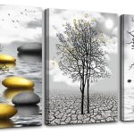 TTHYUEWS Canvas Wall Art For Living Room Modern Inspiration Wall Decor For Bedroom Office Wall Decoration Black And White Painting Yellow Landscape Wall Pictures Prints Artwork...