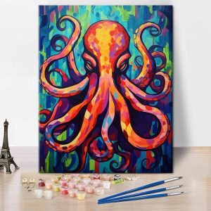 TUMOVO Abstract Paint by Numbers for Adults Beginner Colorful Octopus DIY Oil Hand Painting with Brushes Animals Adult Paint by Number Kits Art Crafts for Home 16"x20"(Frameless)