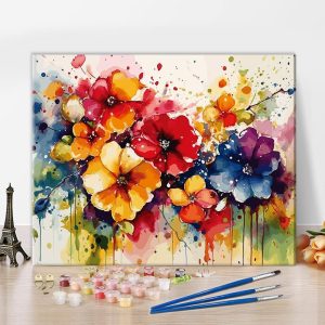 TUMOVO Flowers DIY Paint by Numbers for Adults with Brushes and Acrylic Pigment Abstract Floral Oil Hand Painting Kits Paintwork Art Crafts for Home 16"x20"(Frameless)